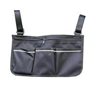 ChuYiElegance Waterproof Storage Pouch Armrest Bag Organizer Side Pocket Carrier with Hook and Loop Straps for Mobility Aid Assist Suitable for Elderly Care, Array, Black