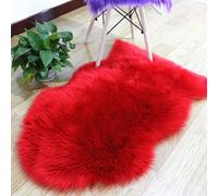 CHUYIX Plush Fluffy Rug, Artificial Wool, Soft, Non-Slip, Red, 45 x 65 cm