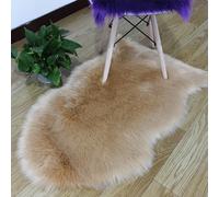 CHUYIX Plush Fluffy Rugs, Artificial Plush Rug, Artificial Wool, Soft Rug, Non-Slip Faux Fur Mat, Round Lambskin Fur Rug for Bedroom, Living Room, Bean Pastes, 60 x 155 cm