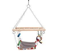 ChuyTrading Hanging Pet Parrot Bite Climbing Toy, Parrot Swing Ladder Toy, Multi - Functional Wooden Hammock with Canvas Swing for Small Pets, Birds and Hamsters, Fun Exercise and Intelligence