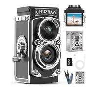 CHUZHAO Mini Retro Digital Camera Vintage Camera Twin Lens Reflex 1080P 12MP Autofocus Compact Cameras with 16GB Card Small Digital Retro Cameras for Kids Boys Girls Teen Students Beginner Gift