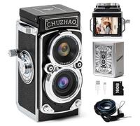 CHUZHAO Mini Vintage Digital Camera, Portable TLR Point and Shoot Retro Camera with 1080P Video, 12MP Photos, 16GB Card, 1000mAh Battery, and Dual Filters - Great for Travelers, Retro Style Lovers