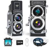 CHUZHAO Retro Digital Camera Mini, Portable TLR Style Vintage Camera, Classic Compact Small Pocket Cameras, 1080P FHD Video 12MP Autofocus Film Cameras with 16 GB Card for Photography Lovers