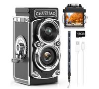 CHUZHAO Retro Digital Camera, Retro Small Portable Camcorder, 12MP Photos & 1080P Full HD Video, Auto Focus, Suitable for Beginners, Adults, Teens, Kids, Boys and Girls (Black)