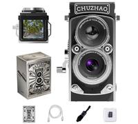 CHUZHAO Retro Mini Digital TLR Style with 16GB Card, 12MP Autofocus 1080P FHD Vlogging Camera for Beginners Teens Adults - Portable Vintage Pocket Cam