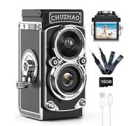 CHUZHAO Retro TLR Style Digital Camera, Vintage Mini Point and Shoot with 1080P FHD Video, 12MP Autofocus, Pocket Travel Camera with 16GB Card, Gift for Kids Teens Adults