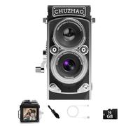 CHUZHAO Vintage Mini Digital Camera, Portable TLR Style Retro Point and Shoot Compact Small Pocket 1080P FHD Video 12MP Auto Focus Vlogging Camera with 16GB Card for