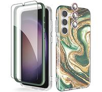 Chvelop for Samsung S23 Plus Case with Screen Protector + Bumper & Camera Protector, TPU Shockproof 360° Protection, Galaxy S23 Plus Case Glossy Fade-Resistant Pattern Phone Cases S23+ Plus, Green