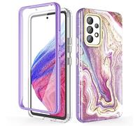 Chvelop Case Compatible with Samsung Galaxy A53 5G (2022 Released), Marble Stylish Slim Soft TPU, Full Body Protective with Built-in Screen Protector, Shockproof Cover for A53, Quicksand/Purple