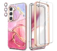 Chvelop for Samsung S23 Case with Screen Protector + Bumper & Camera Protector, TPU Shockproof 360° Protection, Samsung Galaxy S23 Case Glossy Fade-Resistant Pattern Phone Cases S23, Pink