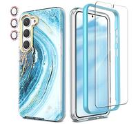 Chvelop for Samsung S23 Case with Screen Protector + Bumper & Camera Protector, TPU Shockproof 360° Protection, Samsung Galaxy S23 Case Glossy Fade-Resistant Pattern Phone Cases S23, Blue
