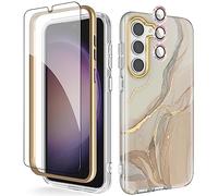 Chvelop for Samsung S23 Plus Case with Screen Protector + Bumper & Camera Protector, TPU Shockproof 360° Protection, Galaxy S23 Plus Case Glossy Fade-Resistant Pattern Phone Cases S23+ Plus, Beige