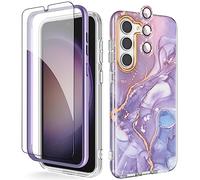 Chvelop for Samsung S23 Plus Case with Screen Protector + Bumper & Camera Protector, TPU Shockproof 360° Protection, Galaxy S23 Plus Case Glossy Fade-Resistant Pattern Phone Cases S23+ Plus, Purple