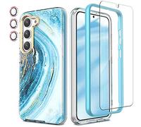 Chvelop for Samsung S23 Plus Case with Screen Protector + Bumper & Camera Protector, TPU Shockproof 360° Protection, Galaxy S23 Plus Case Glossy Fade-Resistant Pattern Phone Cases S23+ Plus, Blue