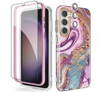 Chvelop for Samsung S23 Plus Case with Screen Protector + Bumper & Camera Protector, TPU Shockproof 360° Protection, Galaxy S23 Plus Case Glossy Fade-Resistant Pattern Phone Cases S23+ Plus, Purple