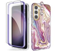 Chvelop for Samsung S23 Plus Case with Screen Protector + Bumper & Camera Protector, TPU Shockproof 360° Protection, Galaxy S23 Plus Case Glossy Fade-Resistant Pattern Phone Cases S23+ Plus, Purple
