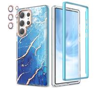 Chvelop for Samsung S23 Ultra Case with Bumper [WITHOUT Screen Protector] + Camera Protector, TPU Shockproof Samsung Galaxy S23 Ultra Case, Glossy Fade-Resistant Pattern Phone Cases S23 Ultra, Blue