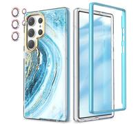 Chvelop for Samsung S23 Ultra Case with Bumper [WITHOUT Screen Protector] + Camera Protector, TPU Shockproof Samsung Galaxy S23 Ultra Case, Glossy Fade-Resistant Pattern Phone Cases S23 Ultra, Blue