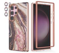 Chvelop for Samsung S23 Ultra Case with Bumper [WITHOUT Screen Protector] + Camera Protector, TPU Shockproof Samsung Galaxy S23 Ultra Case, Glossy Fade-Resistant Pattern Phone Cases S23 Ultra, Black