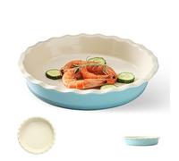 CHXAOM Ceramic Quiche Dish - 25.5cm (10 Inch) Oven Safe Pie Dish for Baking Quiche, Pie, Pizza | Microwave & Dishwasher Safe, Non-Stick Surface