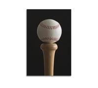 CHxdxge Baseball on Top of Bat Poster Canvas Prints, Wall Art for Living Room, Prints, Modern Home Decoration, 20 x 30 inches (50 x 75 cm)