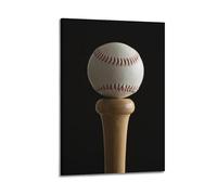 CHxdxge Baseball on Top of Bat Poster Canvas Prints, Wall Art for Living Room, Prints, Modern Home Decoration, 20 x 30 inches (50 x 75 cm)