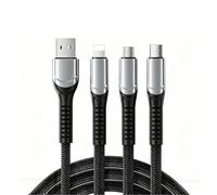 CHXINGCHEN 3 in 1 Multi Charger Cable 1.2m/4ft, 6A/200W Nylon Braided Fast USB Charging Cable with iPhone Micro USB Type C Connector for Cell Phones Tablets and More (Black)