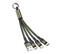 CHXINGCHEN Multi USB Charger Cable, 15cm Short Cable,3 in 1 Multiple USB Charging Cable with Micro USB Type C Connector for iPhone, Samsung, Huawei, Google, Nokia,LG, Sony and More (Green)