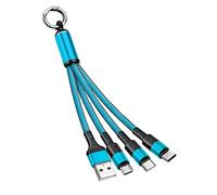 CHXINGCHEN Multi USB Charger Cable, 15cm Short Cable,3 in 1 Multiple USB Charging Cable with Micro USB Type C Connector for iPhone, Samsung, Huawei, Google, Nokia,LG, Sony and More (Blue)