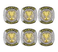 CHXIXUE 6 Pack Championship Rings Soccer Champion Cup Trophy Ring Sport Award Gift Tournament League Winner Championship Ring (6 pack rings, size 10)