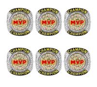 CHXIXUE 6 Pack MVP Ring Most Valuable Player Ring Baseball Soccer Basketball Football Hockey Class High School College University Bowling Champion Ring for Tournament Award Gift, 8 UK, Zinc
