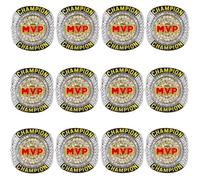 CHXIXUE Size 8 to 14 MVP Ring Most Valuable Player Ring Baseball Soccer Basketball Football Hockey Class High School College University Bowling Champion Ring for Tournament Award Gift, 6 UK, Zinc