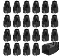 CHXTguyue 100 Pcs RJ45 Cable Plug Protectors, Soft Plastic Ethernet Connector Boots, Durable Black RJ45 Protective Covers, LAN Network Cable Strain Relief Boots for CAT5, CAT5E, CAT6 and CAT6E