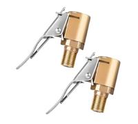 CHXTguyue 2 Pcs Brass Tyre Valve Air Pump Clip, 8mm Open End Tyre Inflator Adaptor, Tire Air Chuck Valve Connector, Heavy Duty Tyre Tool for Car, Bicycle, Motorcycle, Truck and Vehicle Tyre Inflation