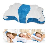 CHxxy Memory Foam Pillows, Cervical Pillow for Neck and Shoulder Pain Relief, Ergonomic Contour Bed Pillow, Soft for Side Sleep Stomach Sleeping and Back Sleeper-Queen Size&Blue