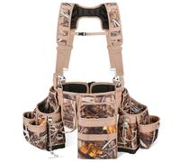 Chyaidach 7-Piece Camo Tool Belt for Men with Suspenders and Back Support, Heavy Duty Combo Tool Belts Apron Pouch Bag Suspension Rig for Framing Carpenter Electrician Construction