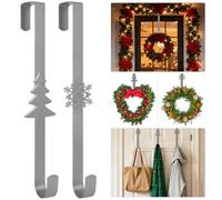 Chyaya 2 Pack Christmas Wreath Hanger,38cm Heavy Duty Wreath Hangers for Front Door,38cm Silver Metal Over The Door Hook - Xmas Easter Weddings Autumn Garland Welcome Sign Home & Office Wall Decor