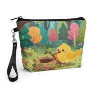 CHYDANY A Bird Building A Nest Makeup Bag, PU Leather,Makeup Pouch with Handle And Zipper ,Cosmetic Bag for Mother, Friends & Women 8.9 X 2.6 X 5.7 In