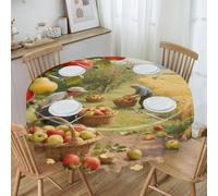 CHYDANY A Fruitful Orchard Tablecloth, Wipeable and Reusable,Table Cover, Polyester,Round Table Cloth for Restaurant, Picnic, Indoor and Outdoor Dining 59.84 in