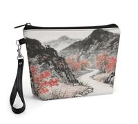 CHYDANY Ancient Road in The Autumn Mountains Makeup Bag, PU Leather,Makeup Pouch with Handle And Zipper ,Cosmetic Bag for Mother, Friends & Women 8.9 X 2.6 X 5.7 In