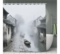 CHYDANY Ancient Town in The Morning Mist Shower Curtain,Durable & Washable,Polyester Curtains,Soft and Comfortable,Bath Curtain for Bathrooms,Living Room, Apartments and Studios 70.8 * 70.8In