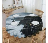 CHYDANY Atlantic Ocean View Tablecloth, Wipeable and Reusable,Table Cover, Polyester,Round Table Cloth for Restaurant, Picnic, Indoor and Outdoor Dining 59.84 in