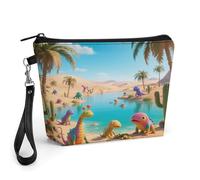 CHYDANY Desert Oasis Makeup Bag, PU Leather,Makeup Pouch with Handle And Zipper ,Cosmetic Bag for Mother, Friends & Women 8.9 X 2.6 X 5.7 In