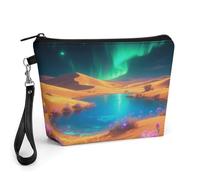 CHYDANY Desert Oasis Makeup Bag, PU Leather,Makeup Pouch with Handle And Zipper ,Cosmetic Bag for Mother, Friends & Women 8.9 X 2.6 X 5.7 In