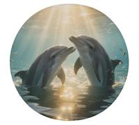 CHYDANY Dolphin Under The Sea Round Cushion,Memory Foam Added,Chair Cushion,Polyester Cover with Zipper,Seat Cushion for Bed Sofa Office Chair Outdoor 15.3 * 15.3In