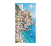 CHYDANY Five-Color Fishing Village Coast Curtain,Soft and Durable,Small Door Window Curtains,Decorate The Room,Door Curtains for Closet Bedroom Living Room Doorway 35.4 * 70.9 in
