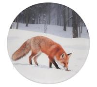 CHYDANY Fox Foraging in The Snow Round Cushion,Memory Foam Added,Chair Cushion,Polyester Cover with Zipper,Seat Cushion for Bed Sofa Office Chair Outdoor 15.3 * 15.3In