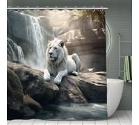 CHYDANY Lion on Rock Shower Curtain,Durable & Washable,Polyester Curtains,Soft and Comfortable,Bath Curtain for Bathrooms,Living Room, Apartments and Studios 70.8 * 70.8In