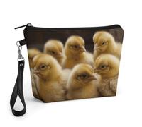 CHYDANY Little Chickens Makeup Bag, PU Leather,Makeup Pouch with Handle And Zipper ,Cosmetic Bag for Mother, Friends & Women 8.9 X 2.6 X 5.7 In