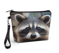 CHYDANY Little Raccoon Face Makeup Bag, PU Leather,Makeup Pouch with Handle And Zipper ,Cosmetic Bag for Mother, Friends & Women 8.9 X 2.6 X 5.7 In